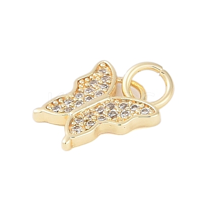 Rack Plating Brass Micro Pave Clear Cubic Zirconia Charms KK-Z060-05G-02-1