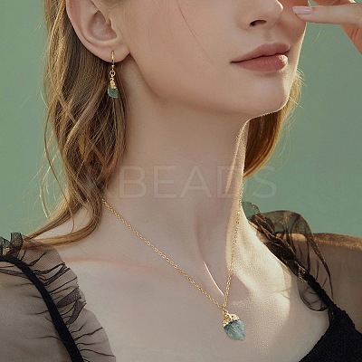 Nuggets Natural Fluorite Pendant Necklaces & Earrings Sets for Women WG0BEC3-07-1