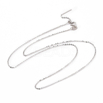 Anti-Tarnish Rhodium Plated 925 Sterling Silver Beadable Necklaces STER-I021-01P-1