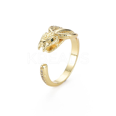 Green Cubic Zirconia Snake Wrap Cuff Ring RJEW-N035-076-NF-1