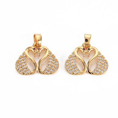 Rack Plating Brass Micro Pave Clear Cubic Zirconia Pendants KK-T060-38-RS-1