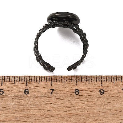 Hollow Flower 304 Stainless Steel Cuff Ring Components STAS-P454-03C-B-1