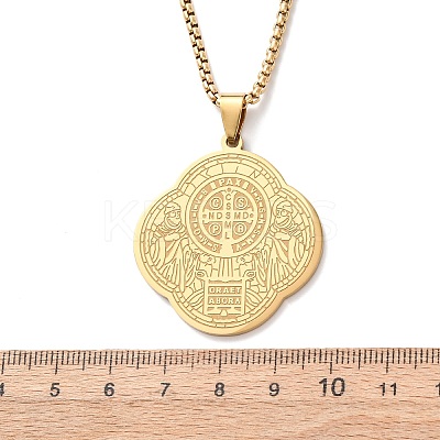 304 Stainless Steel Saint Benedict Pendant Necklaces LS-NJEW-B153-02A-G-1