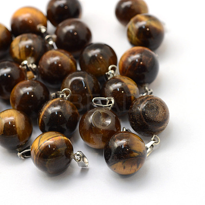 Round Natural Tiger Eye Pendants G-Q434-08-1