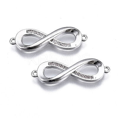 Brass Micro Pave Clear Cubic Zirconia Link Connectors ZIRC-S069-038P-1