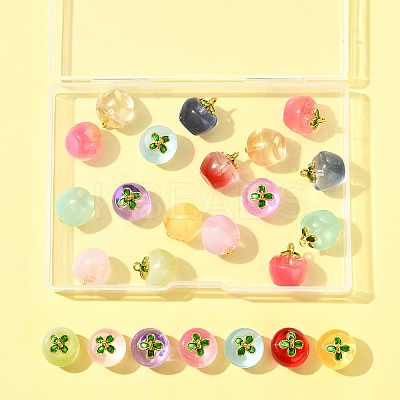 24Pcs 12 Colors Transparent Glass Apple Pendants DGLA-FS0001-15-1