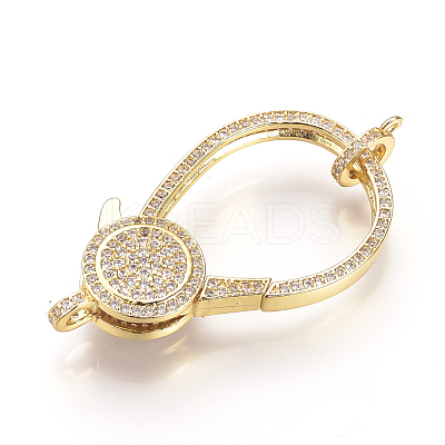 Brass Micro Pave Cubic Zirconia Lobster Claw Clasps ZIRC-S058-10G-1