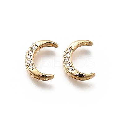Brass Micro Pave Clear Cubic Zirconia Links Connector Charms KK-K378-66G-1