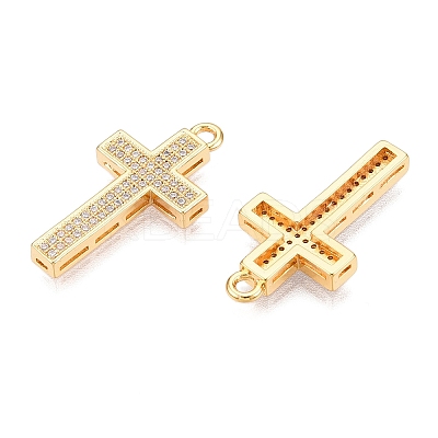 Brass Micro Pave Clear Cubic Zirconia Pendants KK-T073-25G-1