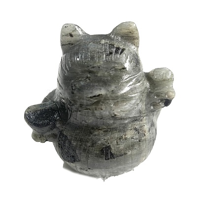 Natural Labradorite Carved Healing Lucky Cat Figurines PW-WG20972-02-1