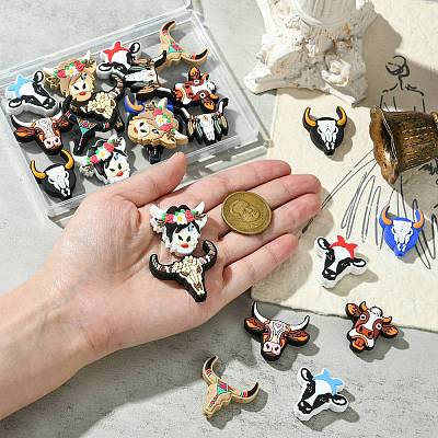 24Pcs 12 Styles Cattle Head Silicone Focal Beads SIL-CJ0002-14-1