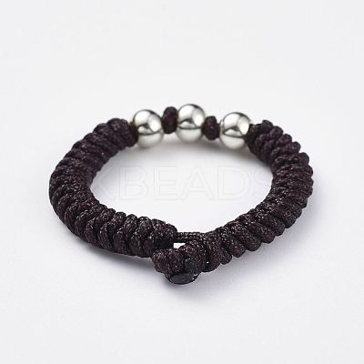 Adjustable Braided Bead Bracelets and Rings Jewelry Sets SJEW-JS01033-03-1