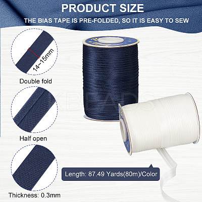 2 Rolls 2 Colors 80M Polyester Satin Ribbons OCOR-BC0006-13-1