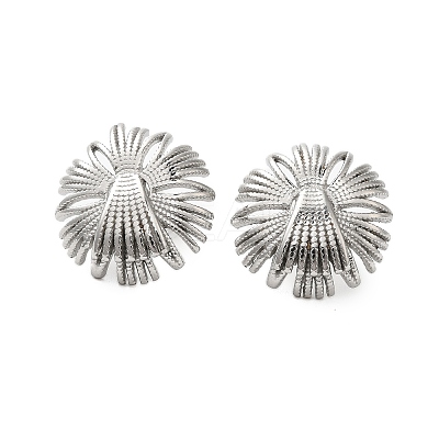 304 Stainless Steel Flower Stud Earrings EJEW-Z068-04P-1