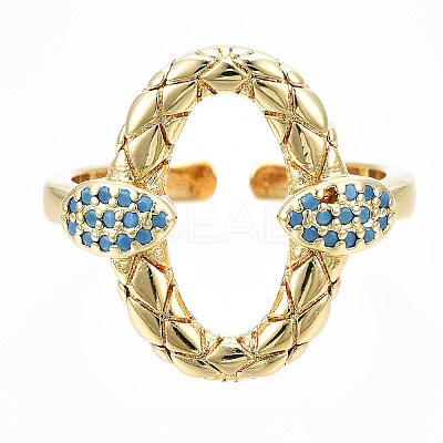 Brass Micro Pave Cubic Zirconia Cuff Rings RJEW-S045-070-NR-1