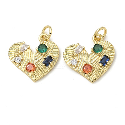 Rack Plating Brass Micro Pave Cubic Zirconia Pendants KK-K392-28G-1
