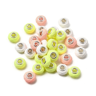 Spray Painted Faceted Resin European Beads RESI-C063-02G-1