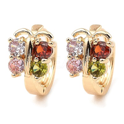 Brass Micro Pave Cubic Zirconia Hoop Earrings EJEW-D078-09KCG-1