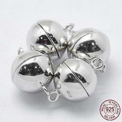 Anti-Tarnish Rhodium Plated 925 Sterling Silver Magnetic Clasps STER-F037-098P-8mm-1