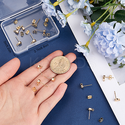 20Pcs Flat Round Brass Stud Earring Findings KK-BBC0013-96B-1