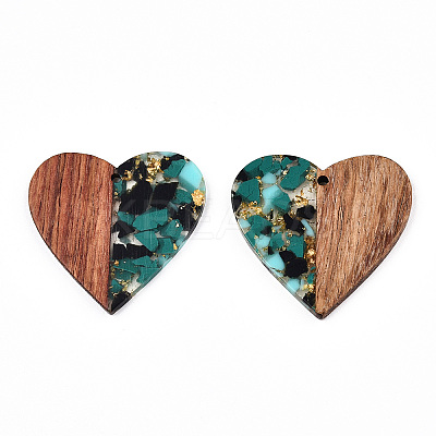 Transparent Resin & Walnut Wood Pendants RESI-TAC0017-73-A02-1