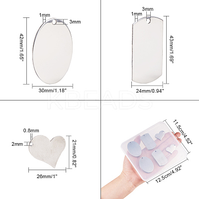 201 Stainless Steel Mirror Polished Finish Stamping Blank Tag Pendants STAS-BC0002-30P-1