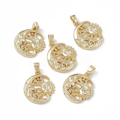 Brass Cubic Zirconia Pendants KK-E068-VA099-2-1