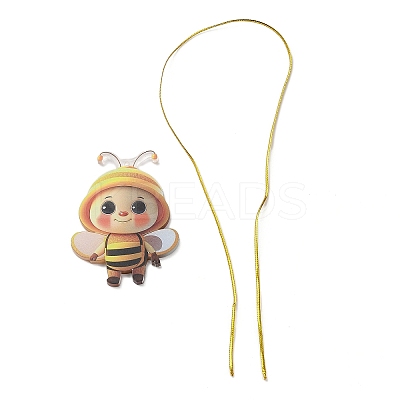 Cute Bees Acrylic Pendant Decoration HJEW-G026-01A-1