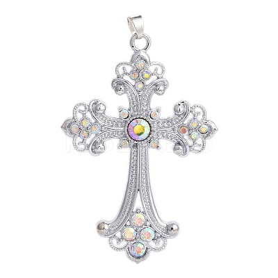 Alloy Rhinestone Big Pendants PALLOY-P198-01P-D-1
