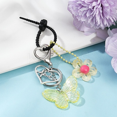 Acrylic Butterfly & Resin Flower Pendant Keychains KEYC-YW00179-01-1