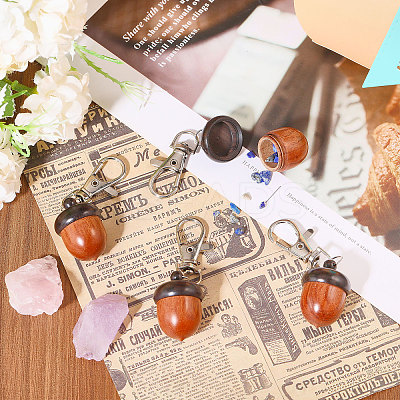 Wood Acorn Pendant Decoration HJEW-CA00008-1