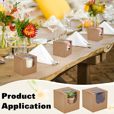 Cube Paper Cupcake Storage Boxes with Visible Window LS-BAKE-WH0002-002A-1