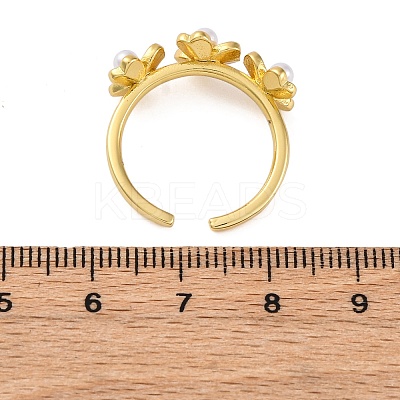 Flower Brass Open Cuff Rings for Women LS-RJEW-G341-01G-1