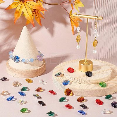 96Pcs 12 Colors Electroplate Glass Links Connectors EGLA-FH0001-17-1