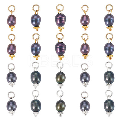 20Pcs 2 Style Natural Cultured Freshwater Pearl Pendants PALLOY-TAC0203-1