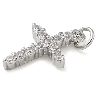Rack Plating Brass Micro Pave Cubic Zirconia Pendants KK-K392-17C-P-1