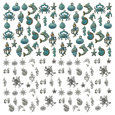 30Pcs 10 Styles Tibetan Style Alloy Pendants FIND-YW0007-08-1