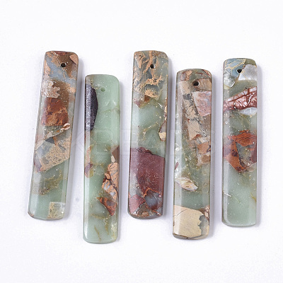 Natural Aqua Terra Jasper Pendants X-G-S366-007E-1