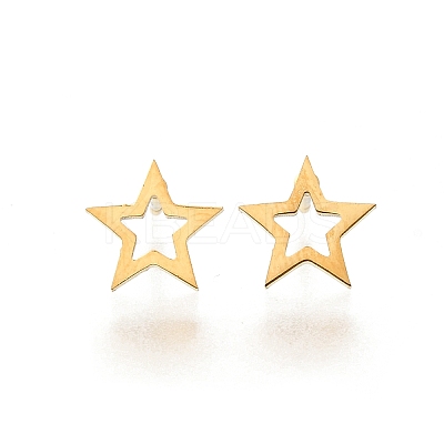 304 Stainless Steel Tiny Hollow Out Star Stud Earrings for Women LS-STAS-A065-01G-1