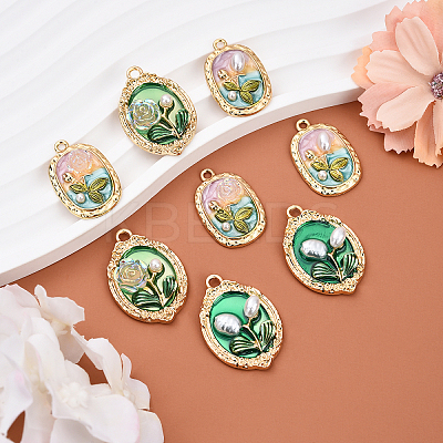 8Pcs 4 Styles Rack Plating Alloy Enamel Pendants ENAM-YW0004-61-1