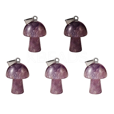 5Pcs Natural Amethyst Pendants G-SZ00001-87E-1