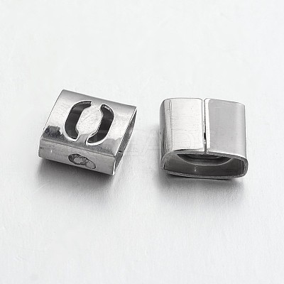 Tarnish Resistant Letter Style 201 Stainless Steel Square Slide Charms STAS-L132-26-1