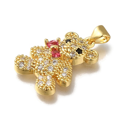 Rack Plating Brass Micro Pave Clear Cubic Zirconia Pendants KK-G500-26G-1