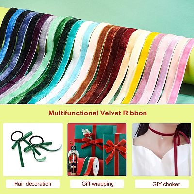 60 Yards Single Face Velvet Ribbon OCOR-WH0071-02-1