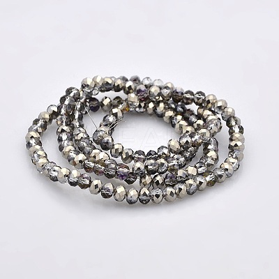 Half Plated Faceted Rondelle Electroplate Glass Beads Strands GLAA-A024C-HP04-1