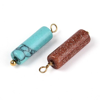 Synthetic Malachite & Goldstone & Turquoise & Agate Column Pendants STAS-N110-17G-1