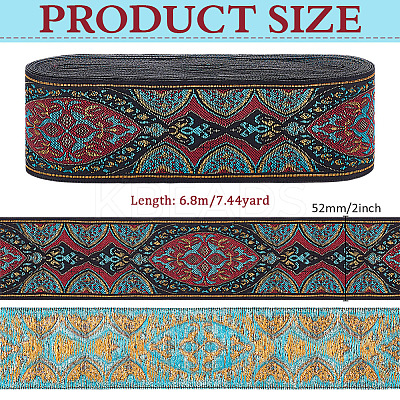 National Style Polyester Jacquard Flower Ribbon for Garment Accessories OCOR-WH0097-39B-1