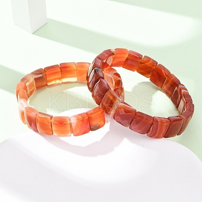 Dyed & Heated Natural Carnelian Faceted Beaded Stretch Bracelets for Women BJEW-K251-08G-1