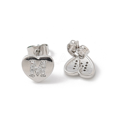Rack Plating Brass Micro Pave Clear Cubic Zirconia Stud Earrings EJEW-K299-01P-M-1