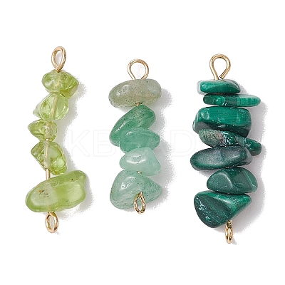 30Pcs 30 Styles 304 Mixed Gemstone Chip Beaded Connector Charms PALLOY-JF02873-01-1